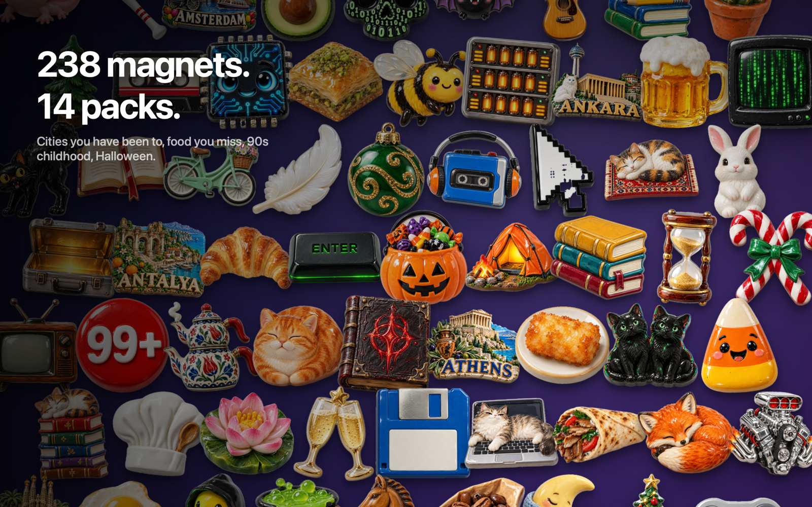 238 magnets across 14 packs
